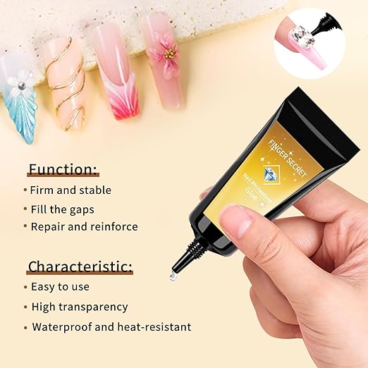 Nail Rhinestone Glue - Durable Nail Gem Adhesive,for Securing Nail Gems, Rhinestones & 3D Nail Charms, Long-Lasting Rhinestone Glue for Nails
