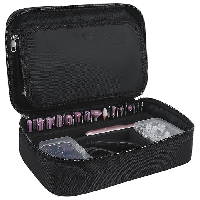 Nail Drill Bag Nail Drill Bits Holder Bag Electric Nail Machine Kit Organizer Bag With Nail Sanding Bands Case Gift for Women (Blck)