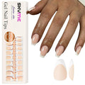 Gel French Tip Nails Short Coffin French Tip Press on Nails SXVME White French Nail Tips 300Pcs Pre-applied Tip Primer Natural Nude Fake Nails Extensions Gel Nail Kit for Women Girls DIY