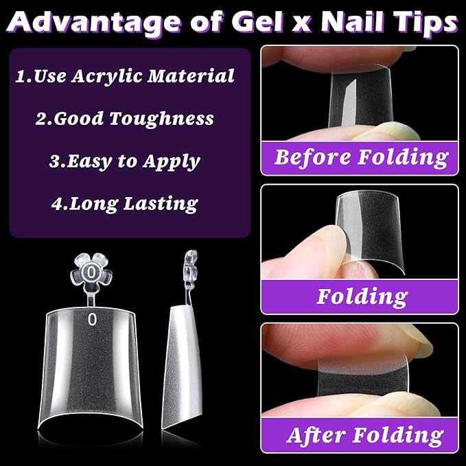LoveOurHome 360pc French Coffin Nail Tips Clear Fake Nails Medium Coffin Gel Nail Tips Half Cover Acrylic Nails Clear Medium False Nail 15 Sizes Fingernail for Gel Nail Extension
