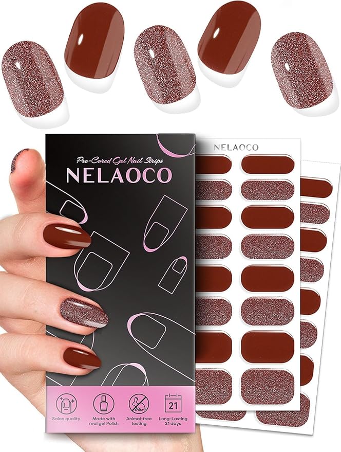 Nail Polish Strips – 32PCS UV Free Salon Quality Wraps, Long Lasting Gel Nail Stickers for Women (Scarlet Kiss)
