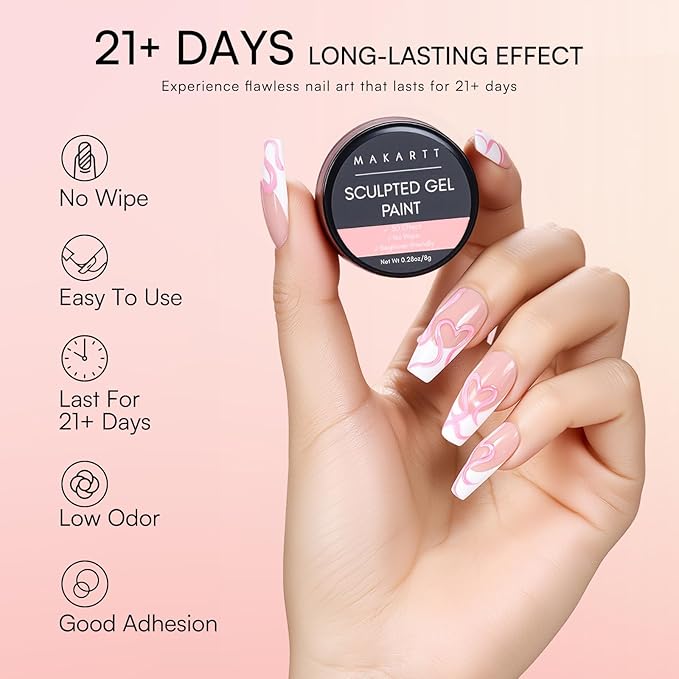 Makartt 3D Gel Nail Art & Chrome Nail Powder Kit: Clear 3D Sculpting Gels for Chrome Powder, 3D Painting No Wipe for Gel Polish, 3D Gels with Gold Silve Nails Chromes for Nails Art Home & Salon DIY