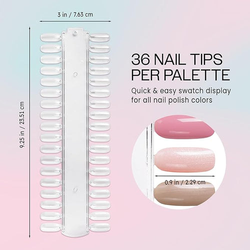 10 Palettes Beauticom 36 Nail Tips Display Board for Nail Art Design Pattern Practice and Swatch Nail Polish Colors (36 Tips Palette (Clear), 10 Pieces)