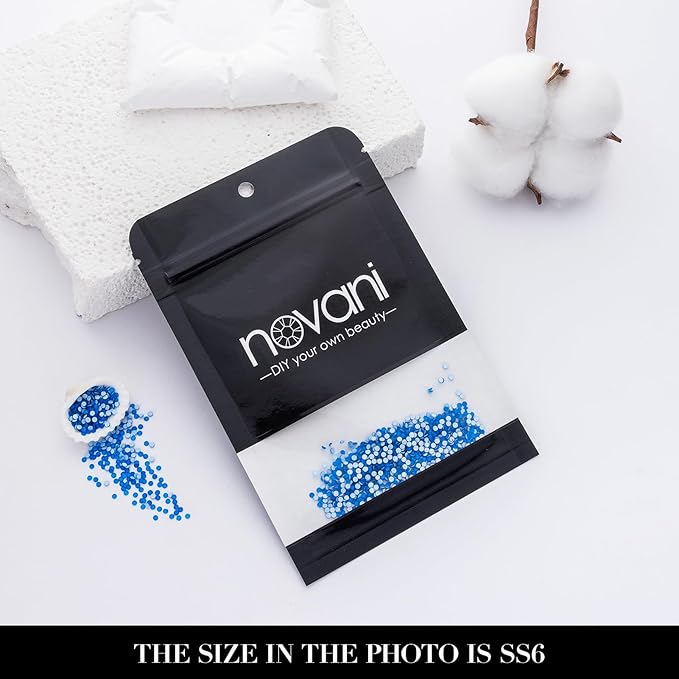 Novani 3000 Pieces Flatback Rhinestones Glass Round Gems Neon-Blue Crystals for Nail Art DIY Crafts Clothes Shoes,SS6,1.9-2.0mm