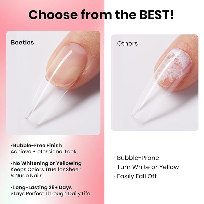 Beetles Press On Nail Glue Quick-Drying 10ml Super Strong Nail Glue, Brush on Glue for Acrylic & Fake Nails, No Uv Light Needed, Long Lasting Spring Nails, DIY Home Manicure