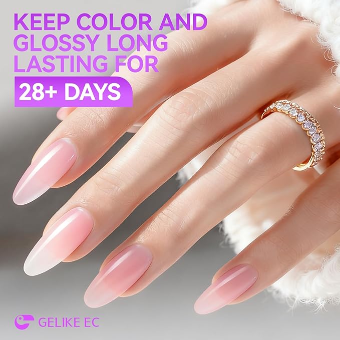 gelike ec Professional Jelly Gel Polish: 12 Nail Colors Set for Salon Technicians with 16ml Big Bottle & Color chart - HEMA & TPO Free Safe Formula Easy to use On Natural or Acrylic Nails