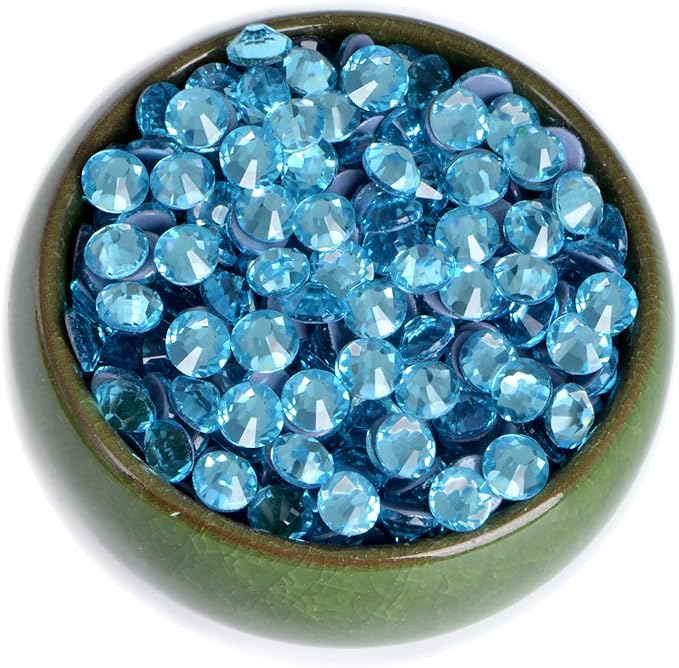 NCB 2880pcs Hotfix Rhinestones Bulk, Crystal Hot Fix Rhinestones for Crafts Clothes DIY Decoration (Aquamarine, SS16 3.8mm)