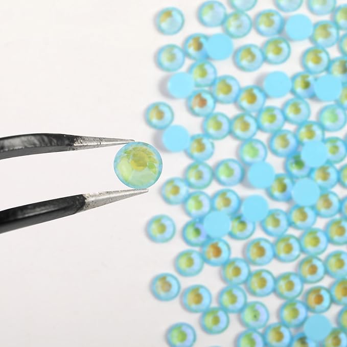 Beadsland 1440pcs Flat Back Crystal Rhinestones Round Gems for Nail Art and Craft Glue Fix, Luminous Blue, SS20,4.6-4.8mm