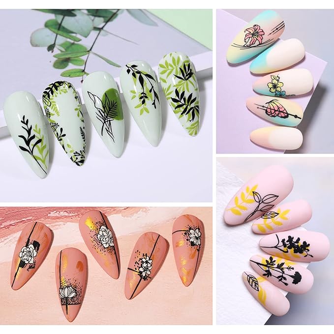 BORN PRETTY Stamping Temeplates Nail Art Stamping Plates Flower Leaves Theme Nail Image Plates Nail Manicuring DIY Printing Tools 4PCS