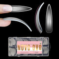 NOVO OVO Halloween XXL Curved Almond Stiletto Nail Tips Press on Full Cover, Soft Gel X Extra Thick Long Acrylic Hawk Curve Fake Nails Extension, Clear Pre-etched French False Nail 12 Sizes 240 Pcs