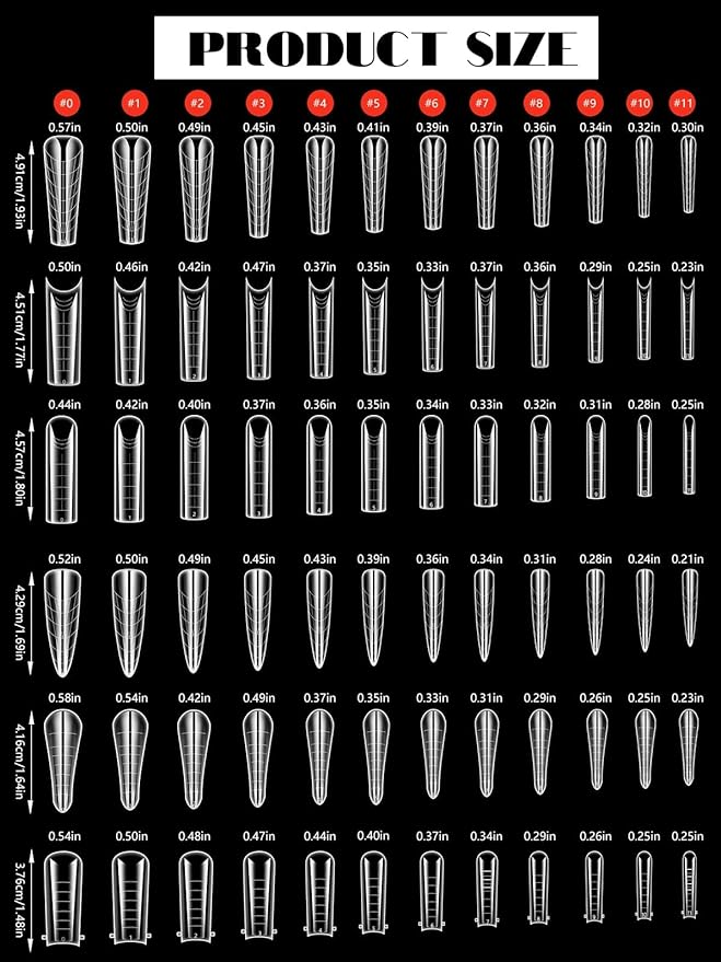 TOROKOM Dual Forms for Poly Nail Gel 288PCS Dual Nail Forms Molds Stiletto Coffin Ballerina Acrylic Nail Tips 12 Shapes for Builder Gel Manicure Nail Art Design Salon DIY at Home