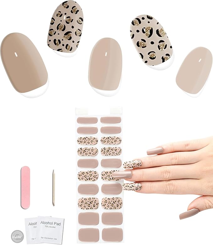 20pcs Semi Cured Gel Nail Strips Salon Quality DIY Wraps UV Light Required