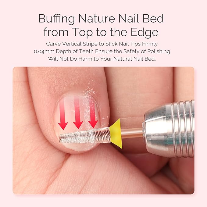 MelodySusie Tapered Barrel Nail Buffer Bit, Professional Safety Carbide Nail Bit for Nature Nail Bed Cuticle Dead Skin Cleaning Nail Prepare, Two Way Rotate, Manicure Nail Salon Supply, Rose Gold, XF