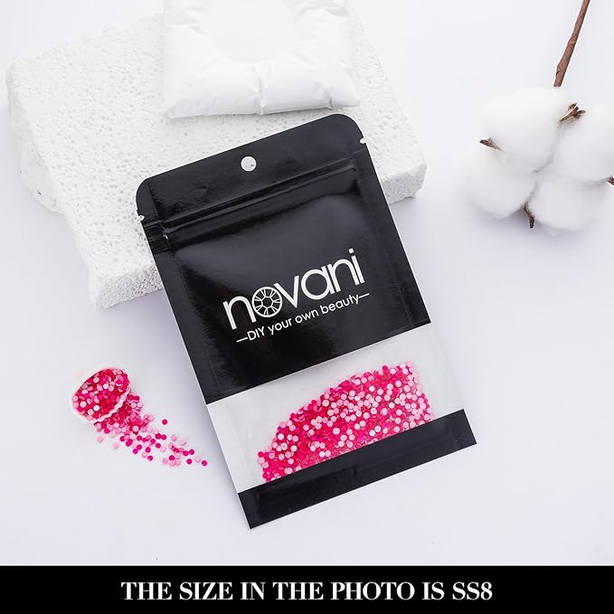 Novani 3000 Pieces Flatback Rhinestones Glass Round Gems Neon-Rose Crystals for Nail Art DIY Crafts Clothes Shoes,SS8,2.3-2.5mm