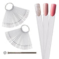 Beauticom Nail Tip Display Palette Board for Nail Art Design Pattern Practice and Swatch Nail Polish Colors (50 Tips Chart Fan (Clear), 2 Packs)