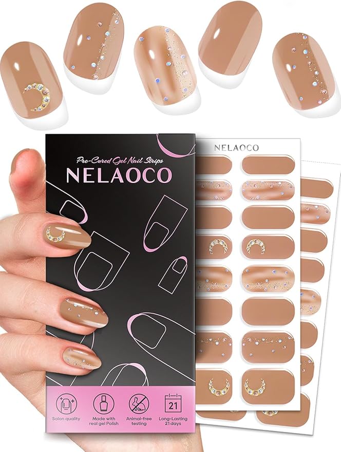 Nail Polish Strips – 32PCS UV Free Salon Quality Wraps, Long Lasting Gel Nail Stickers for Women (Millennial Pink)