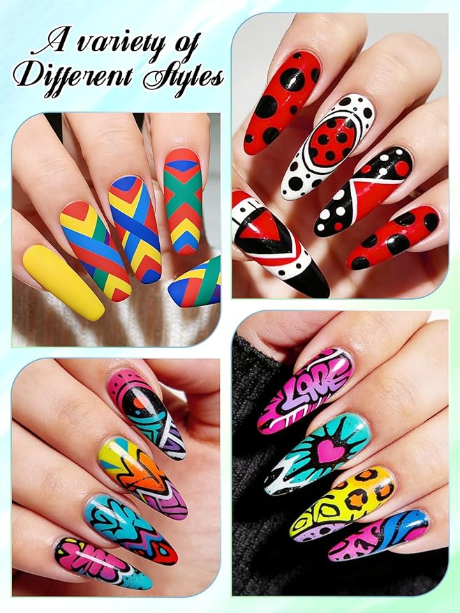 Kalolary 72 Color Nail Art Markers Set, 3D Nail Art Pens Point Nail Graffiti Dotting Pen Quick-Drying Waterproof Double Headed Acrylic Paint Pens Set for DIY Nails Art Design