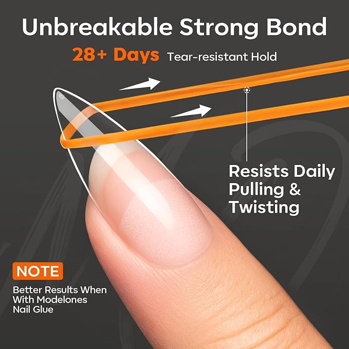 modelones Medium Stiletto Gel Nail Tips, 360pcs Pre-etched Clear Fake Nails Press On Full Cover Half Matte 15 Sizes Acrylic Gel Tips for Extension Salon