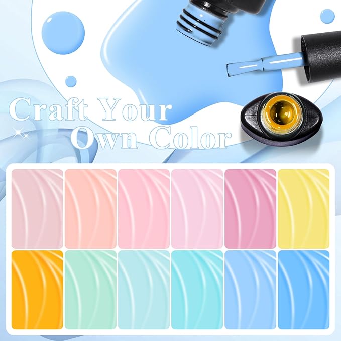 MEET ACROSS 18PCS Nude Gel Nail Polish Set Macaron Gel Polish Kit Pink Orange Sky Blue Nail Polish Set Spring Summer Gifts for Women 15 Colors