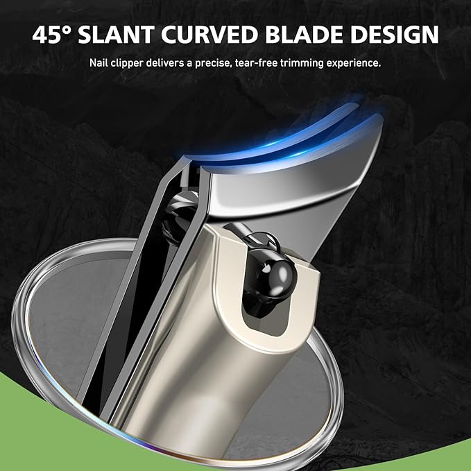BALUCA Slanted Blade Ingrown Toenail Clippers for Thick Toenails, Angled Toe Nail Fingernail Cutter Trimmer for Seniors and Men - Champagne