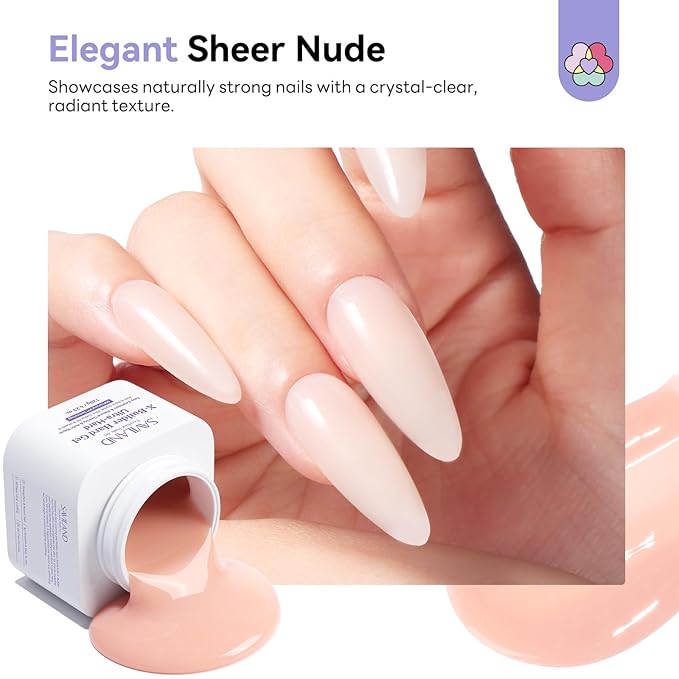 SAVILAND Extend Hard Gel for Nails: 120 g Large Capacity Builder Nail Gel Ultra Hard Sheer Nude 5-IN-1 Multifunctional Gel Nail Builder Base Strengthen Apex 30-Day Salon
