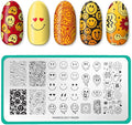 Maniology Happy Face Nails Nail Stamping Plate | Emoji-Inspired Designs DIY Manicure Design, Smiley Patterns - Reusable, Rectangular, Stainless Steel Nail Art Template