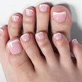UNA GELLA Press On Toenails Short: Pink French Square Soft Gel Toe Nail Press Ons Kit with Adhesive Tabs Glue on Nails, 16 Sizes - 32Pcs Reusable Short Fake Toenails Kit, Gift for Women Girls