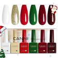 CANNI 6Pcs 9ml Gel Nail Polish Set- White Glitter Gold Emerald Green Burgundy Red Gel Polish Kit Christmas Colors DIY at Home Salon New Year's Gifts for Girls