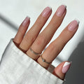 Glamnetic Press On Nails - Classy French | Medium Square Fake Nails, Trendy Micro French Tip, Salon Quality | 15 Sizes - 30 Nail Kit