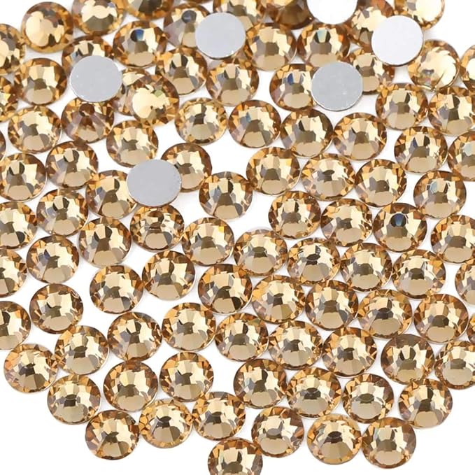 Beadsland 1440Pcs Flat Back Crystal Rhinestones Round Gems for Nail Art and Craft Glue Fix, Lt Colorado Topaz,SS20,4.6-4.8mm