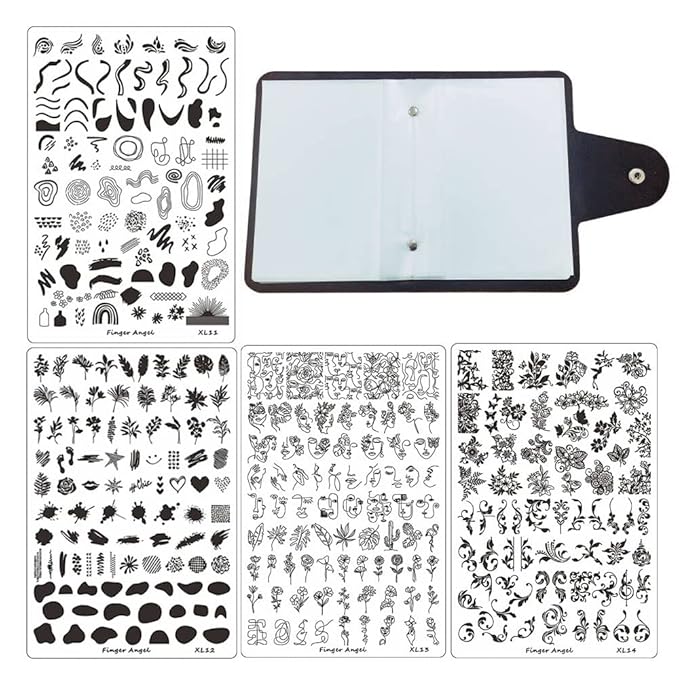 4PCS Nail Art Stamp Plates with XL11-14 Stamping Image Plates Collection Manicure Tools