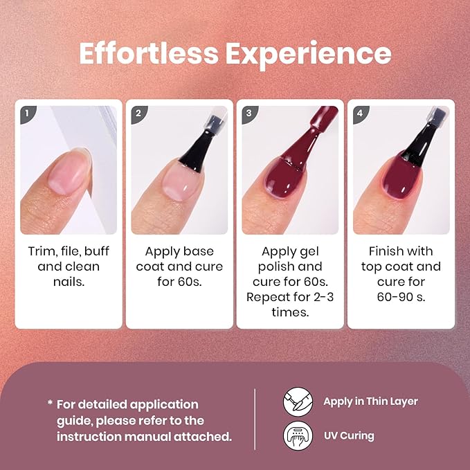 Beetles Gel Nail Polish Set – 6PCS Burgundy Purple Glitter Nude Plum Gold Gel Nail Polish Kit Soak Off UV LED Terra Dusk Colors DIY Home Salon Valentines Gift for Women