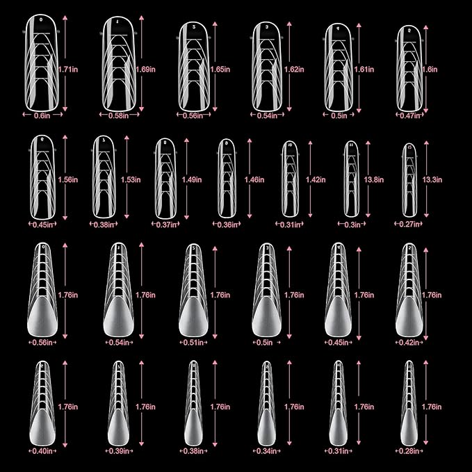 288 Poly Nail Gel Forms Set - Full Cover Dual Forms With Slip Solution for Acrylic Nails, 8 Types 4 Styles 12 Sizes Sticker Silicone for Manicure Extension