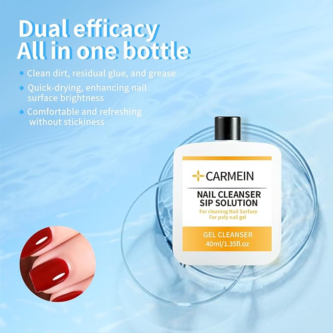 Poly Gel Slip Solution & Nail Cleaner - Professional Polyester Nail Gel Surface Cleaner for Nail Care (1pcs)40ml/1.35 fl oz