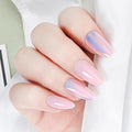 Acrylic Press On Nails Almond - Iridescent Pink Glow False Nails Elegant Durable Salon Quality for Work or Date, 24 Nails in 12 Sizes with Glue, Tabs, File, Prep Pad, Stick