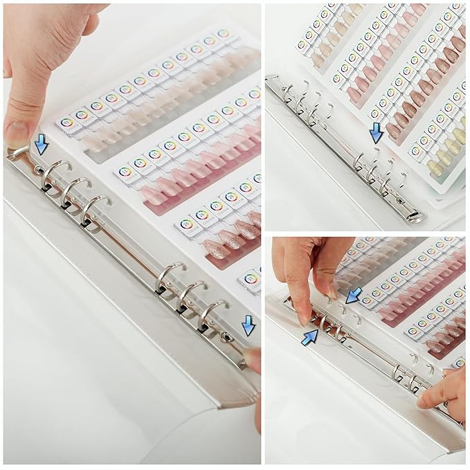 144 Magnetic Nail Color Book,Leather Magnetic Color Display Book with 144PCS Magnetic Tips & 1-240 Number Labels,Perfect for Nail Polish Nails Art Design(White)