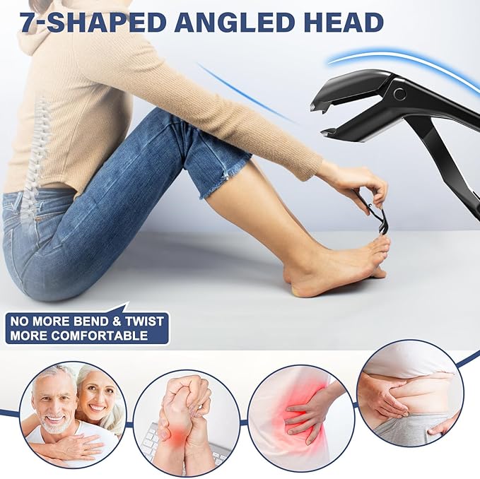 2026 Toenail Clippers for Thick Toenails for Seniors, Angled Head Large Toe Nail Clippers Set for Men, Heavy Duty Ingrown Toenail Clippers with Long Handle, Ultra Sharp Slanted Nail Cutter Wide Jaw