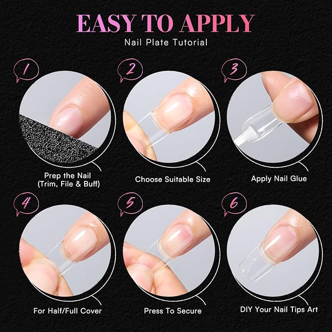 Makartt Medium Square Nail Tips: 240PCS, 13 Sizes, Half Matte, Clear Fake Nails Squoval Shapes - Full Cover Soft Acrylic Press On Nail Extensions Supplies Salon and DIY at Home
