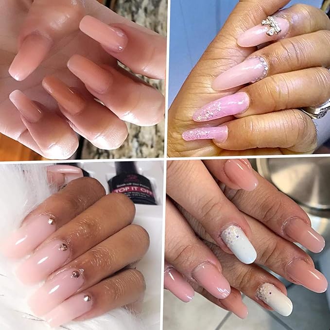 Makartt Nail Rhinestone Glue Gel with Poly Nail Gel 50ML Bundle, Clear Nail Glue Precision Pen Super Strong Adhesive Nail Art Glue Gel for Nail Decorations, Natural Pink Gel Builder for Nails Beauty