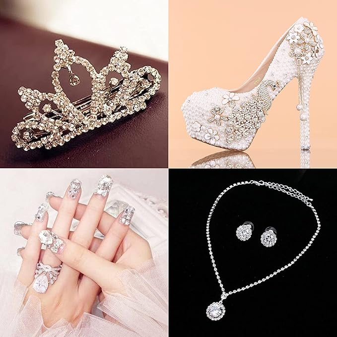 FASHEWELRY 1440Pcs/Bag Glass Rhinestone Nail Art Decoration Accessories Pointed Back Crystal Diamond Gems Beads for DIY Nail Art Decoration