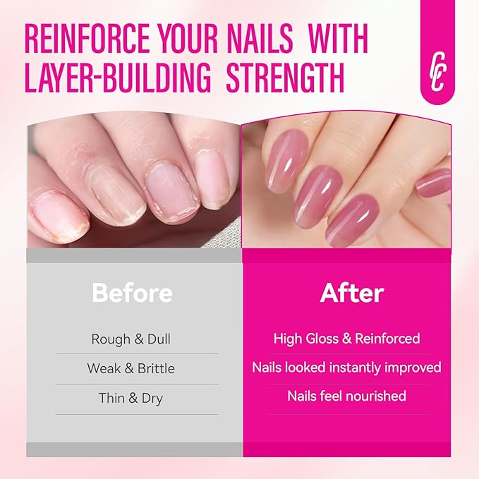 Nail Strengthener for Women: 8 in 1 Dusty Rose Nail Hardener Extra Strong and Growth - Nail Polish Hardener for Weak and Damaged Nails 15ml