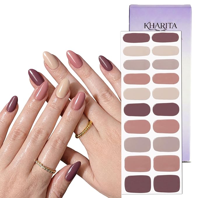 Semi Cured Gel Nail Strips – Real Gel Nail Polish Wraps for Brittle Nails | Long Lasting Easy Peel-Off Removal | Hema-Free | 20-Piece Spring Floral Salon Sticker Kit with File & Stick