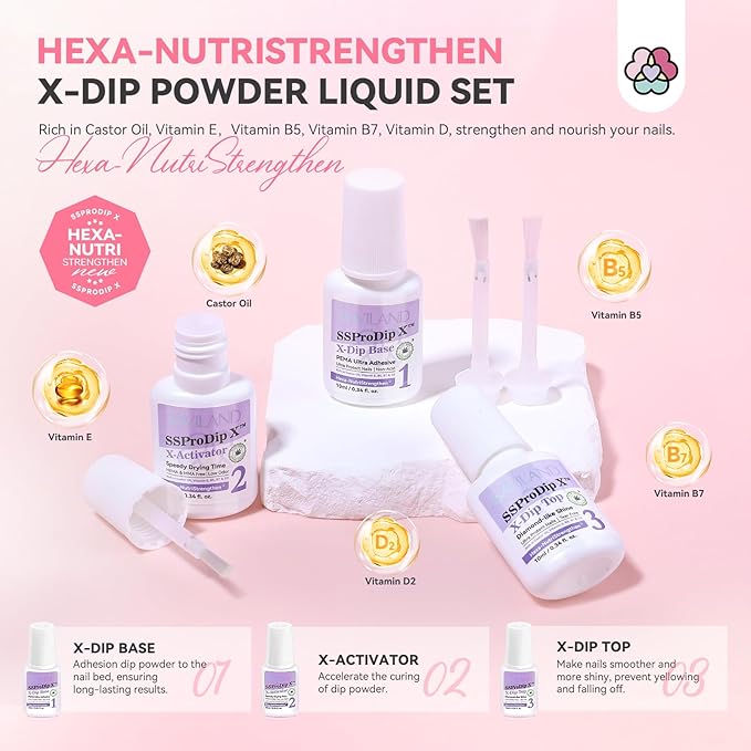 SAVILAND Dip Powder Nail Kit with Drill: 6 Color Winter Dip Nails Powder Starter Kit Pink Nude Glitter Clear with Liquid Set Base Top Activator French Manicure Beginner DIY Home Christmas Gift