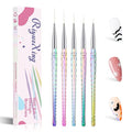 5PCS Nail Art Liner Brushes - Liner Brush For Nail Gel Fine Drawing,Thin Liner Nail Brush Set Size 7/11/15/20/25mm Striper Brushes Christmas Gift for Women