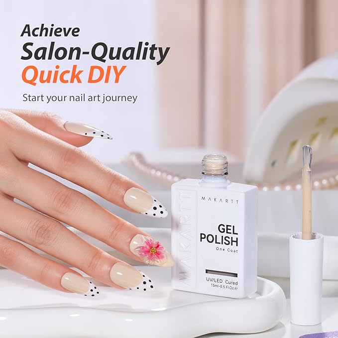 Makartt Ultra-Pigmented Gel Nail Polish Nude 15ml, One N'Done Nude Gel Polish One-Coat Soak Off High-Gloss Ceramic Shine, Salon-Grade UV Nail Art Manicure DIY Salon Home - Stay Neutral