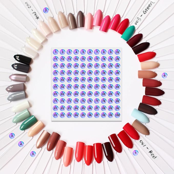 150pcs Nail Swatch Sticks with Ring and Number Stickers, Color Swatches for Nail Polish Display Nail Art Supplies for Nail Techs Must Haves Nail Stuff