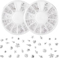 2 Disc Ocean Nail Art Charms, Beach Starfish Sea Seashell Nail Decal, Alloy 3D Gems Jewelry Decoration Supplies for Manicure DIY Embellishments 12 Style- Silver