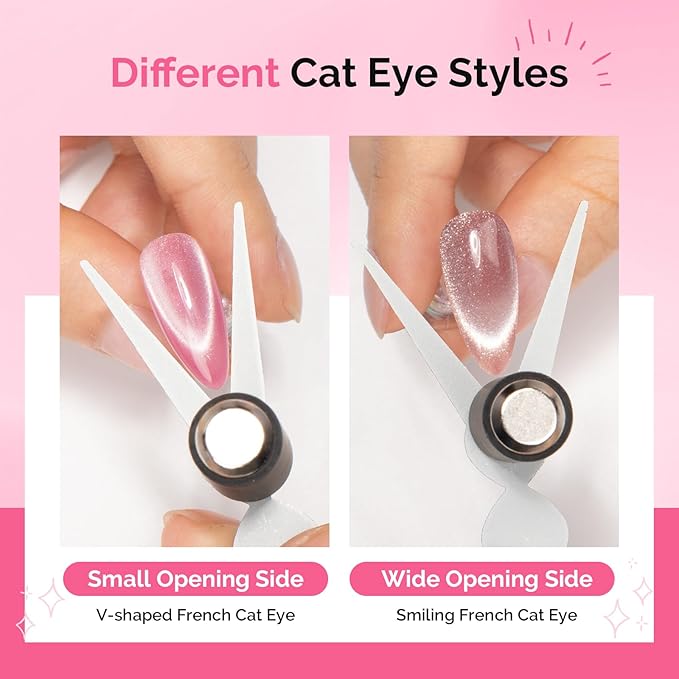 MelodySusie Cat Eye Gel Nail Polish Magnet Set, 2 in 1 Scissor-shaped Nail Magnet Tool,French Effect Cat Eye Magnet, Nail Design Tools for Salon and DIY at Home