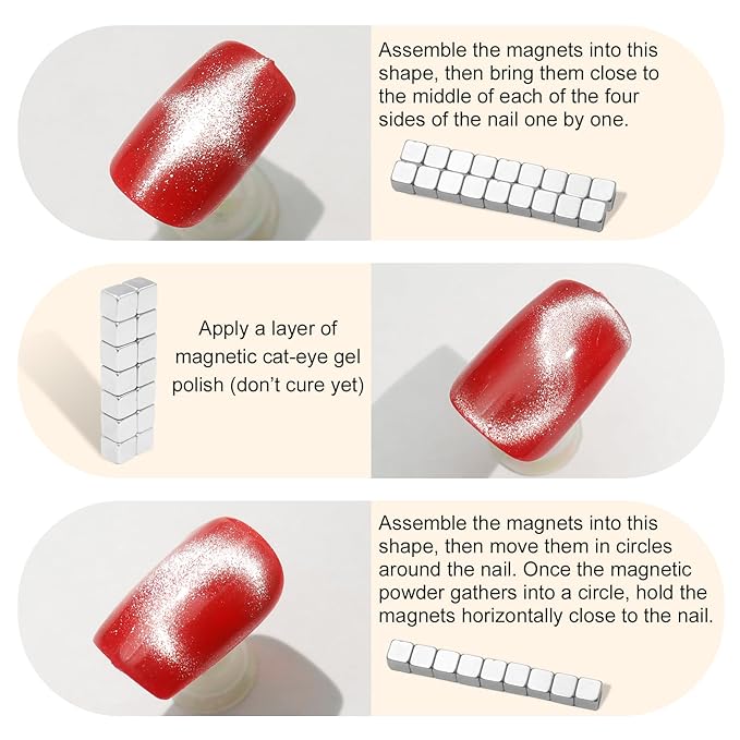 Allstarry Nail Magnets for Nail Art, 27pcs Square Magnet for Cat Eye Gel Polish Cube Magnets Block Cateye Magnet for Nails Cat Eye Magnet Tools Magnetic Nail Tool for Nail Art Salon or Home