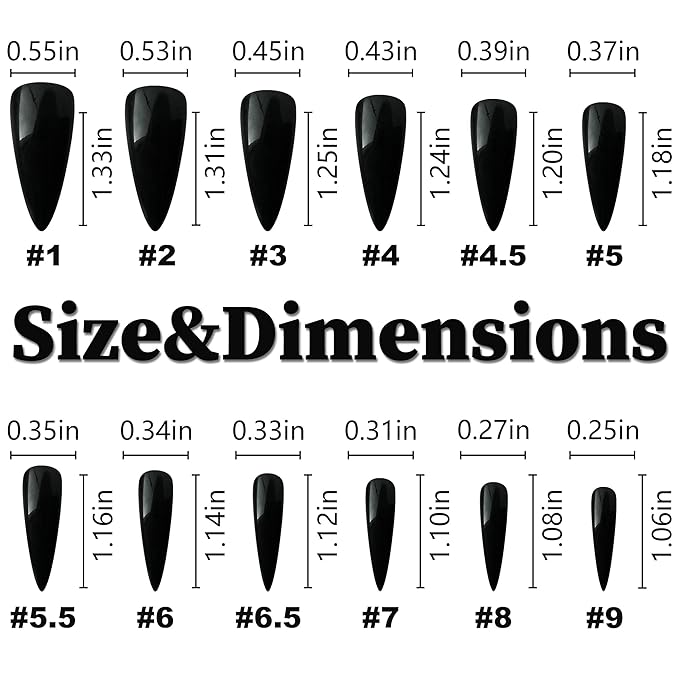 AddFavor 576pcs Long Stiletto Press on Nails 24 Solid Colors Glossy Full Cover Fake Nails Acrylic Artificial False Nail Tips 12 Sizes for Women Girls Nail Art Design